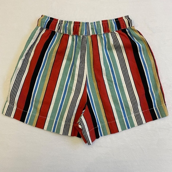 Topshop Striped Linen Blend Drawstring Shorts, White Multi, Size 2, NWT - Picture 9 of 13